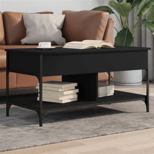 VidaXL Table Basse Bout de Canapé avec Pieds Réglables Table dAppoint Salon Salle de Séjour Intérieur Moderne Noir Bois 845366