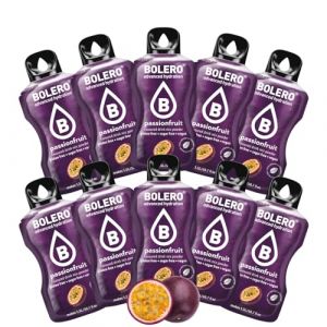 BOLERO Fruit de la Passion 10 sticks 9g poudre boisson sans sucre à la Stevia Faible en calories sans colorant ni conservateur