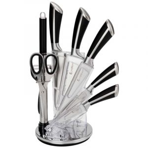 Ensemble De 9 Couteaux De Cuisine Avec Aff&ucirc;teur Et Ciseaux E-6263