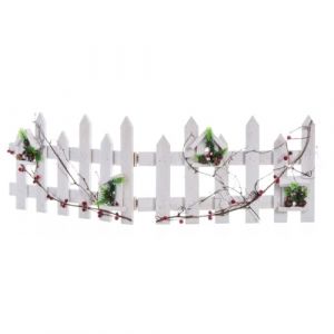 BigBuy Christmas Ornement de Noël Blanc Multicolore Bois Plastique Clôture 98 x 30 x 1,5 cm