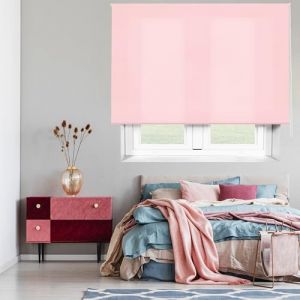 Blindecor Ara | Store enrouleur translucide uni - Rose, 140 x 175 cm (largeur x hauteur) | Taille du tissu 137 x 170 cm | Stores pour fenêtres