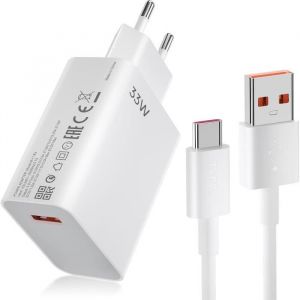Chargeur Rapide Usb 33w + Câble Usb-C 6a 1m Blanc Pour Xiaomi Redmi Note 11/11s Note 11 Pro - Booling
