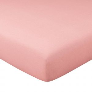 Drap-housse 140x200x28 rose thé en coton