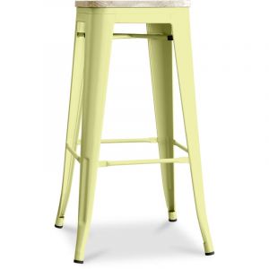 Tabouret de Bar - Design Industriel - Acier & Bois - 76cm - Stylix Jaune pâle - Bois, Acier - Jaune pâle