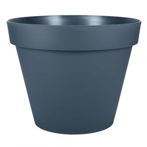 Eda Plastiques Pot de Fleur Rond Toscane &Oslash; 60 cm - Volume 76 L - &Oslash; 59 x H.47 cm - Bleu Jean