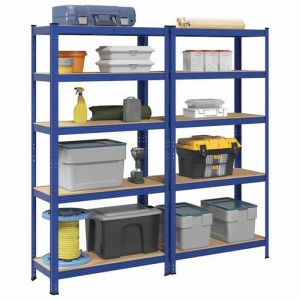 VidaXL Tagères de rangement à 5 niveaux 2 pcs Bleu Acier et bois