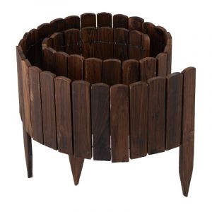 Relaxdays Bordure de Jardin, 200 cm de Long, Flexible, Hauteur Visible 20 cm, Bois, clôture de Parterre, Brun foncé