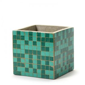 Image de Serax Pot Marie Mosaïque / 15 x 15 cm - Béton émaillé vert en céramique/pierre