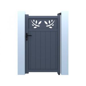 Habitat et Jardin Portillon aluminium avec décor 'Mathéo' - 100 x 120 cm - Gris