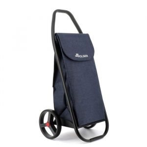 Rolser COM8 TWEED - Chariot de course - 2 roues - Bleu marine - Design tweed chic, robuste et léger, grande capacité - Idéal pour transporter vos courses avec confort