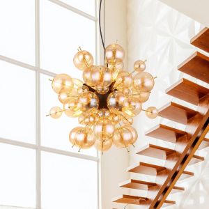 Globo Lampe suspendue plafonnier lampe de salle à manger verre ambre or d 55 cm