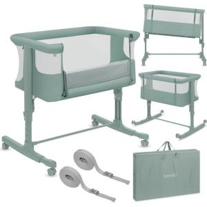 Lionelo Aurora 3 en 1 Lit b&eacute;b&eacute; jusqu'&agrave; 9 kg Cododo, Berceau R&eacute;glage de la Hauteur et de l&rsquo;Inclinaison du Matelas 4 roulettes avec Freins Matelas Ergonomique Sac (Green)