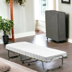 Talamo Italia Pliant Vania, d'appoint avec sommier, Matelas Inclus, lit Peu encombrant, 100% fabriqué en Italie, 80 x 190 x 39 cm, Housse de Protection Incluse, Blanc, 190 cm (15 Lattes)
