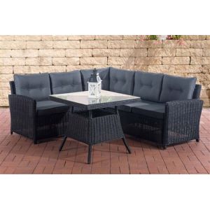 CLP Salon de Jardin Sierra 5 mm en polyrotin fibres rondes rond/noir Gris métal