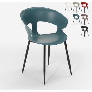 Ahd Amazing Home Design Chaise design moderne en métal polypropylène pour cuisine bar restaurant Evelyn, Couleur: Bleu