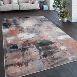 Paco Home - Tapis Salon Chambre Adulte Tissage Plat Moderne Motif Abstrait Vintage Lavable 120 cm rond, Multicolore 4