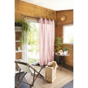 Image de Rideau 100% coton prélavé 140 x 260 cm Kala Rose clair L'EFFET PAPILLON