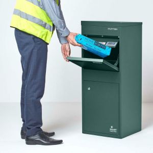 SMART PARCEL BOX - Boîte aux lettres / colis Large Vert à accès frontal et arrière en acier