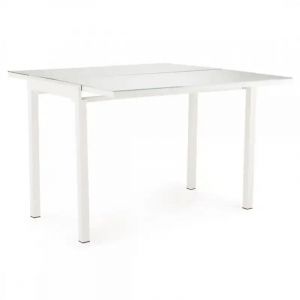 Table extensible en largeur 55/110 plateau verre blanc - agate