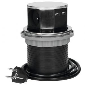 Orno Multiprise escamotable cylindre 3 prises 230V et 2 USB