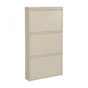 Meuble à chaussures industriel métal crème 3 tiroirs. 15 paires. L 65.5 x P 15.2 x H 123cm - Kentucky
