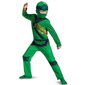 Ruedelafete Disguise Officiel Deluxe LEGO Deguisement Ninjago Lloyd, Déguisement Ninja Enfant Vert, Costume de Ninja Enfant Garcon Carnaval Noël Halloween M