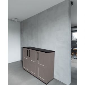 Dmora Armoire polyvalente ext&eacute;rieure ou int&eacute;rieure, plateau mobile 3 portes et 1 &eacute;tag&egrave;re de polypropyl&egrave;ne, 100% Made in Italy, 102x37h84 cm, couleur