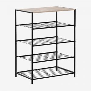 Étagère à chaussures en bois et métal Baxter SKLUM Black&Natural