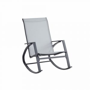 Mobili Rebecca - Chaise à Bascule Rebecca Mobili Sadafuly 94x104x60 Acier Polyester Gris Clair Anthracite Moderne