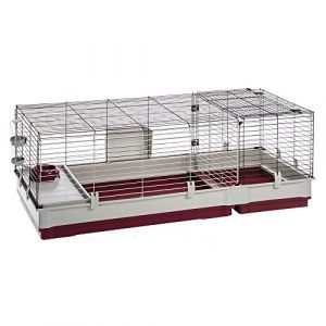 Ferplast Krolik Cage &agrave; Lapin Extra Large avec Extension de Fil | La Cage &agrave; Lapin Comprend Tous Les Accessoires et Mesure 140 x 50 x 50 cm (L x l x H) et Comprend Tous Les Accessoires