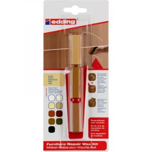 Edding 8901 kit de cires de restauration pour meubles - noir - pour combler et r&eacute;parer les rayures et les trous sur les meubles et autres surfaces en bois