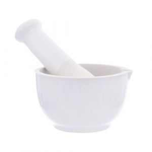 Orion Mortier en céramique avec pilon, mortier à épices, mortier de cuisine, blanc, Ø 8,5 cm