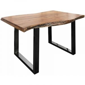 Table à manger 140x90 Acacia laqué Bois naturel / Anthracite laqué freeform 5