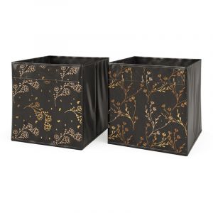 Boîte pliante, Noir/or (Floral), 30 x 30 cm Set de 2 options2, Vicco