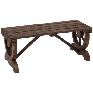 Outsunny Banc de jardin 2 places style western piètement roues de charrette bois sapin traité carbonisation