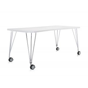 Kartell Table rectangulaire Max / Bureau - Roulettes - L 190 cm blanc en métal/matière plastique