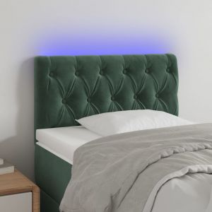 Image de VidaXL T&ecirc;te de lit &agrave; LED Vert fonc&eacute; 80x7x78/88 cm Velours