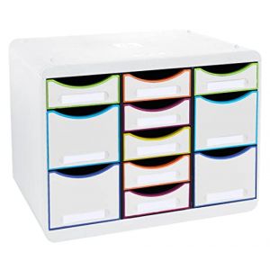 Image de Exacompta Moule de classement Storebox Multi 11 tiroirs Black Office - Blanc/arlequin