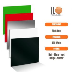 Radiateur électrique plat panneau rayonnant en verre 60x60 cm - 400W Couleur - Rouge, Thermostat - OUI