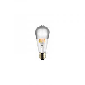 CristalRecord - Ampoule style vintage LED à filament, culot E27, lumière chaude, 8 W, 900 lm, argent et transparent, forme poire Ø64 mm