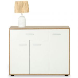 Idimex Buffet salle &agrave; manger coraline l 88 cm en bois - Blanc et sonoma