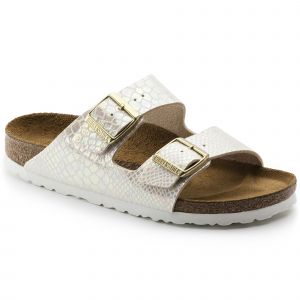 Image de Birkenstock Arizona, Sandales Femme, Blanc Cassé (Shiny Snake Cream), 35 EU (étroit)