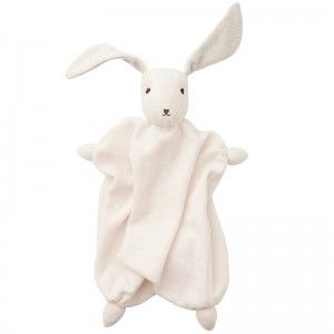 Image de Hoppa Doudou Plat Coton Bio Lapin Tino Blanc & Gris Argent - Doudou Bio Equitable