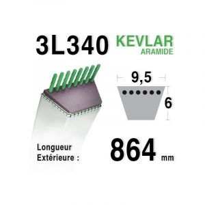 Universel Courroie 3l34 - 9,5 mm x 864 mm
