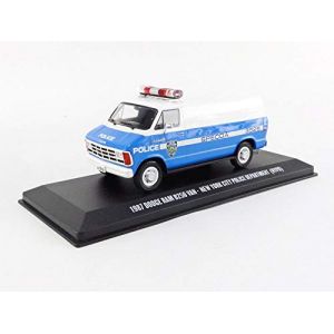 Greenlight Collectibles Voiture Miniature de Collection 1-43 - DODGE Ram B250 Van New York City Police Dept - 1987 - Blue / White - 86577