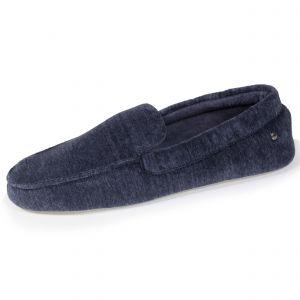 Image de Isotoner Chaussons Mocassins homme semelle peau Bleu - Couleur Bleu - Taille 45