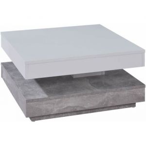 LesTendances UNIVERSAL - Table basse - Blanc/Gris - 70 / 35 / 70