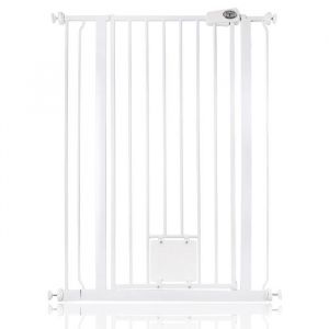 Barrière Bettacare avec chatière verrouillable à fixation par pression, blanche, 81.4cm - 89cm