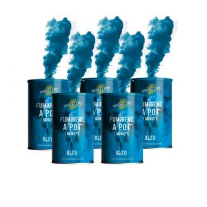 SPARKLERS CLUB Lot de 5 Fumigènes en Pot 1 MINUTE couleur Bleu - Allumage à mèche, durée 60 secondes, fumigene couleur à poser au Sol - fumigene pot au sol Catégorie F1 - LIVRAISON 24/48H