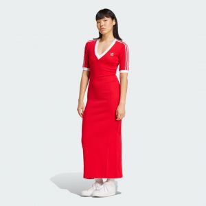 Adidas Original Robe Col En V Maille 3 Bandes Adicolor, pointure Small - Taille Small